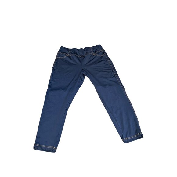 Womens 2X Sport Elastic Waist stretch Navy Pants. Looks like jeans. 2 pockets - Picture 4 of 5